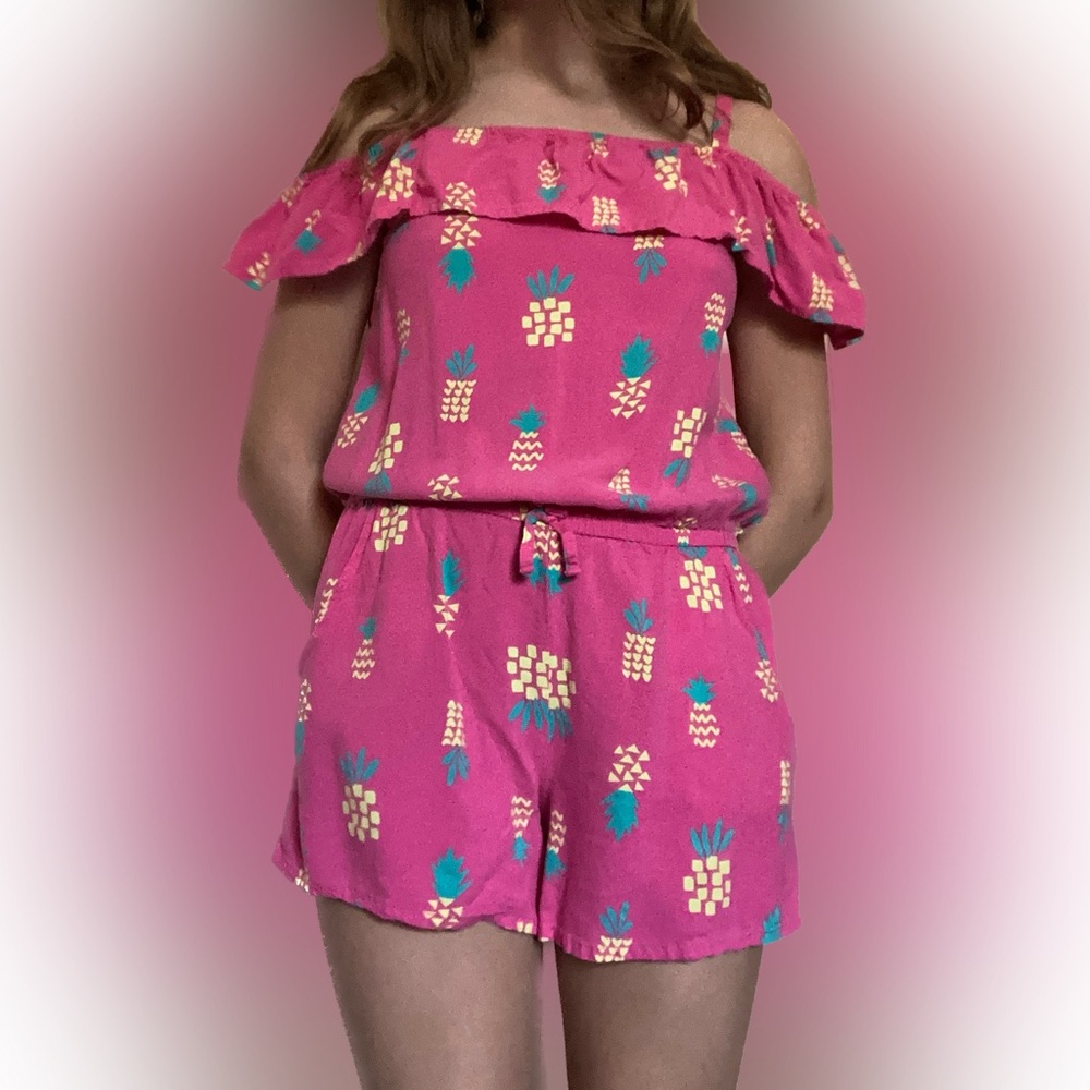 short sleeve pineapple romper
